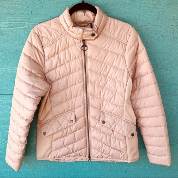 BARBOUR CAVALRY QUILTED PALE BABY PINK RIDING JACKET SIZE 8 EUC - Picture 2 of 8